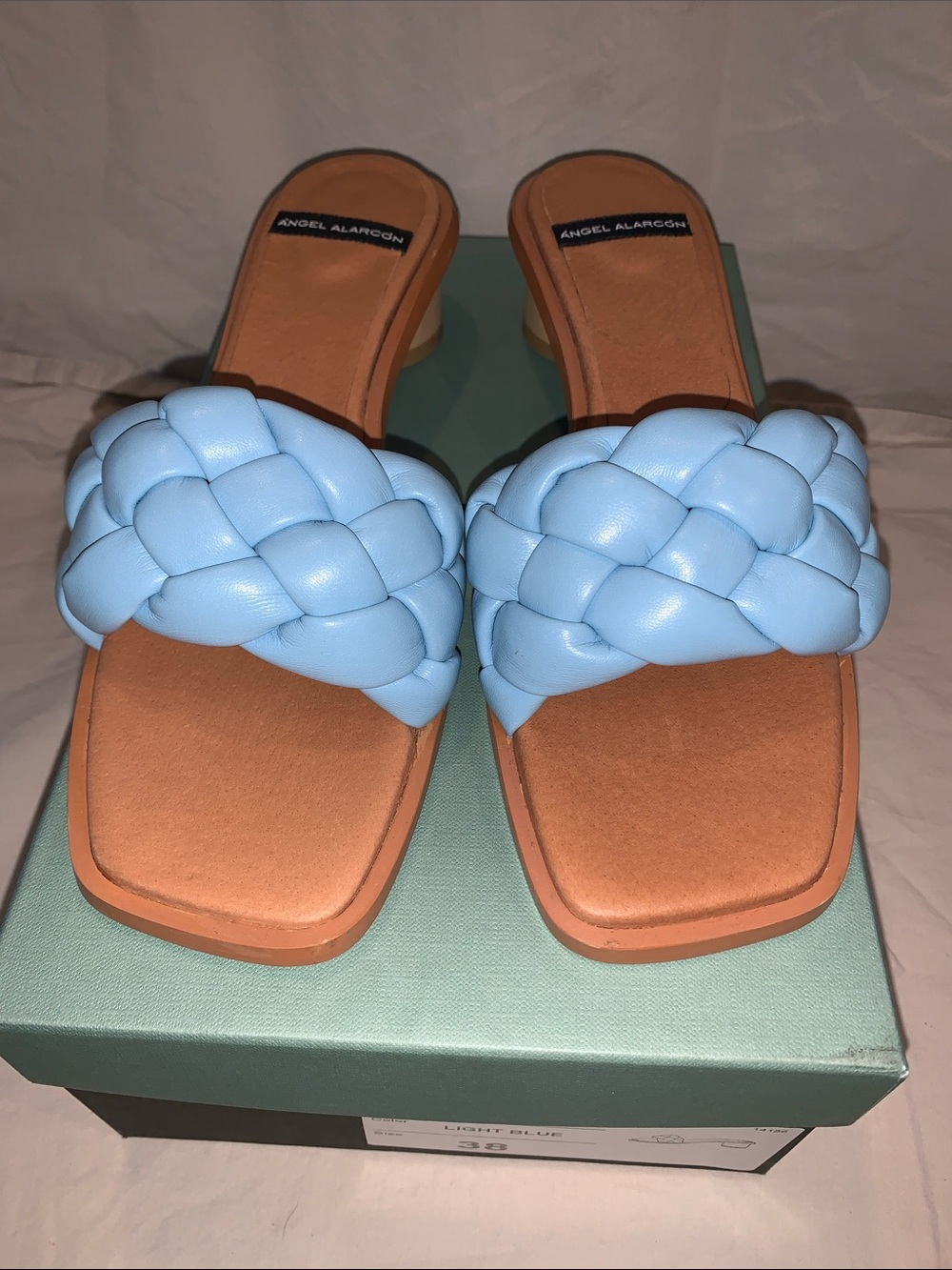 Angel Alarcon Sky Blue Braided Slide Mules